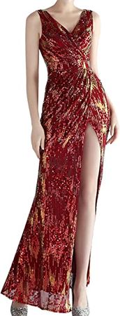 Amazon.com: Madam Uniq Formal Dress Side Split Sequin 1920s Gatsby Elegant Long Prom Evening Gowns for Women : Clothing, Shoes & Jewelry