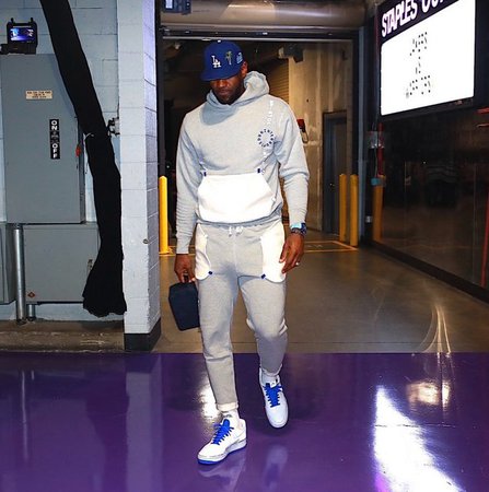 LeBron James wears a Bristol Studio Sweatsuit and Nike Air Force 1 Sneakers for the Lakers vs Warriors Game | UpscaleHype