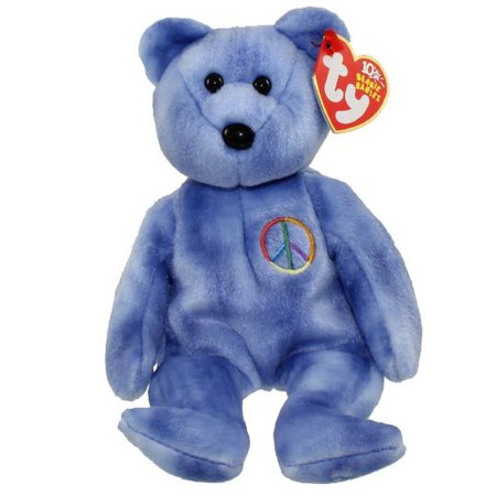 TY Beanie Baby - PEACE 2003 the Bear (Blue - Non-Colored Peace Sign ) (UK Exclusive) (8.5 inch): BBToyStore.com - Toys, Plush, Trading Cards, Action Figures & Games online retail store shop sale