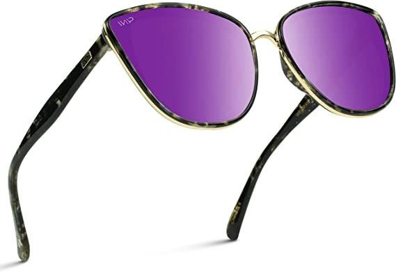 Amazon.com: WearMe Pro - Classic Women Oversized Metal Frame Elegant Mirrored Lens Cat Eye Sunglasses (Tortoise / Mirror Purple, 60) : Clothing, Shoes & Jewelry