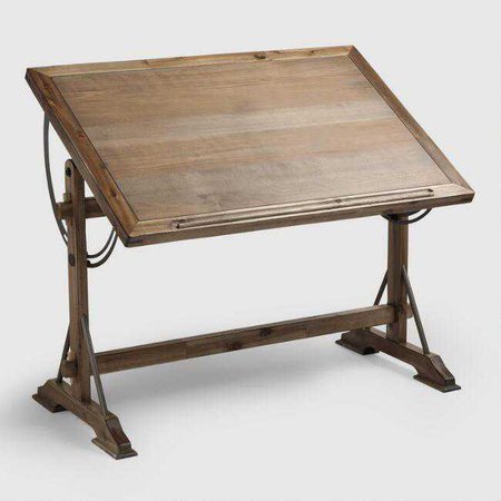 Drafting Desk Table Wood Gold