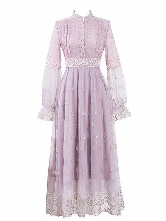 Embroidered Puff Long Sleeve Edwardian Revival Dress – Jolly Vintage