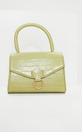 Green Pu Snake Gold Ring Handbag | PrettyLittleThing USA