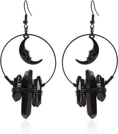 Amazon.com: ZKBKJSPZJB Crescent Moon Quartz Crystal Witchy Earrings, Gothic Mermaid Festival Wedding Occult Boho Crystal Accessories Earrings Gothic jewelry: Clothing, Shoes & Jewelry