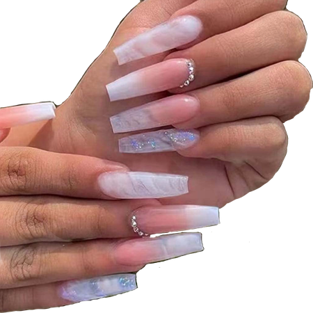 XL Long White Marble Nails