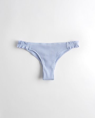 Girls Ribbed Ruffle-Side Super Cheeky Bikini Bottom | Girls New Arrivals | HollisterCo.com blue