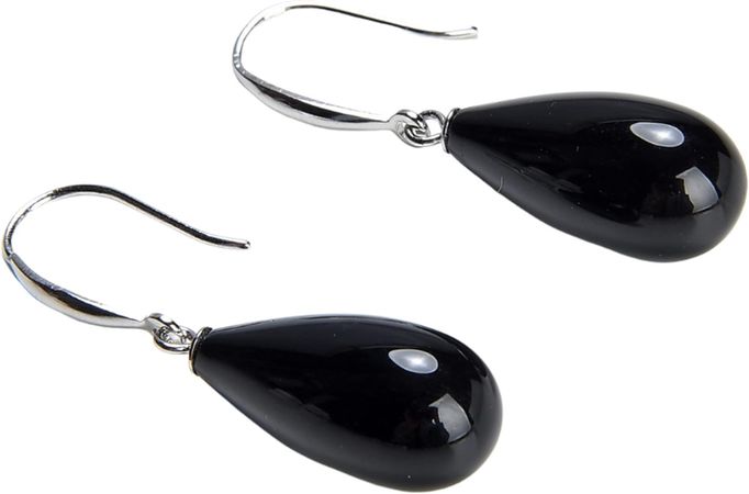 Amazon.com: Pearlz Ocean Sterling Silver Dangle Earrings for Women Girls (Black Obsidian - Drop): Clothing, Shoes & Jewelry