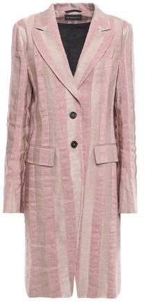 Striped Linen-blend Jacquard Coat
