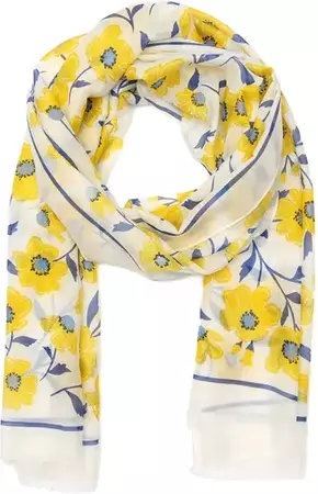 kate spade new york sunshine floral cotton & silk scarf | Nordstrom