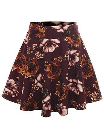 A.F.Y Women's Crepe Floral Stretchy Flared Skater Skirt at Amazon Women’s Clothing store
