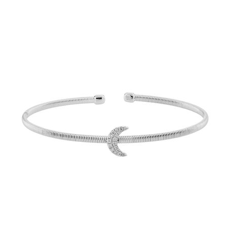 london collection 18k pave diamond crescent moon cuff bracelet