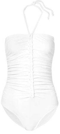 Joana Ruched Halterneck Swimsuit - White