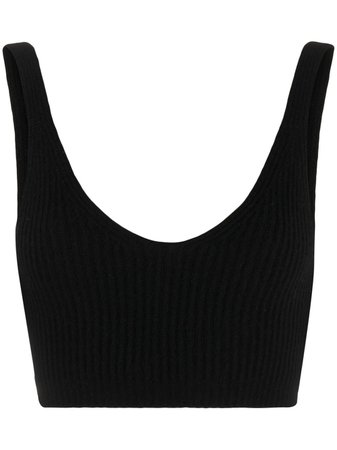Cashmere In Love ribbed-knit black Cropped Top - Farfetch