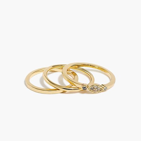 J.Crew Factory: Set of three pavé and gold rings