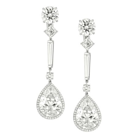 Spectacular Pear Drop Earrings in Platinum Setting with Diamonds For Sale at 1stDibs