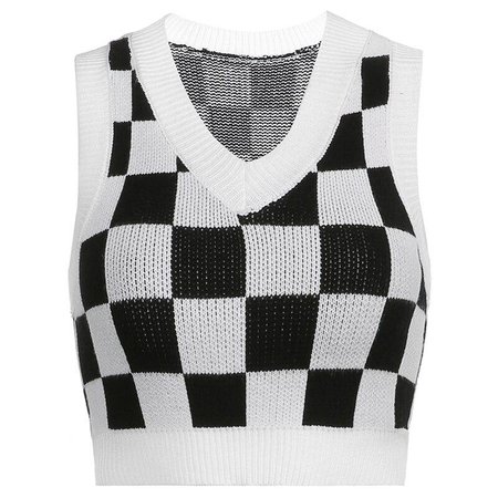 Knitted Checkerboard Tank Crop | Own Saviour