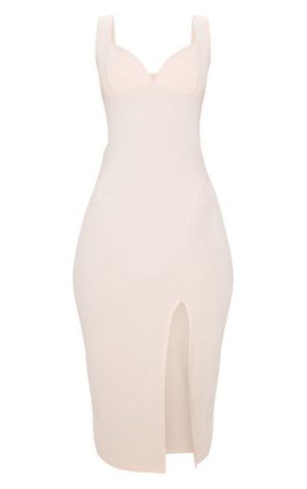 Nude Strappy Sweetheart Neckline Midi Dress | PrettyLittleThing