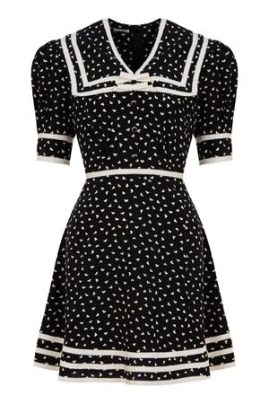 Черное шелковое платье с белым принтом Miu Miu | Миу Миу купить в интернет-магазине Aizel.ru