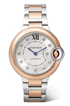 Cartier | Ballon Bleu de Cartier 33mm 18-karat pink gold, stainless steel and diamond watch | NET-A-PORTER.COM