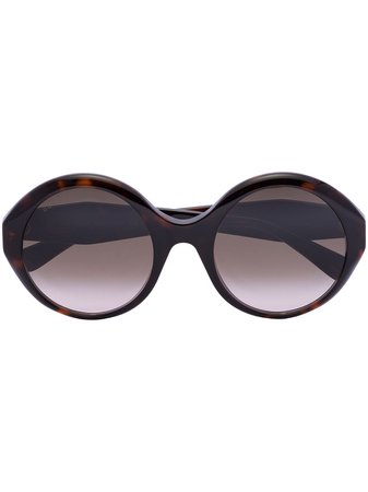Gucci Eyewear Havana tortoiseshell round-frame sunglasses - FARFETCH