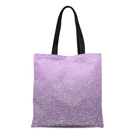 purple glitter canvas tote bag