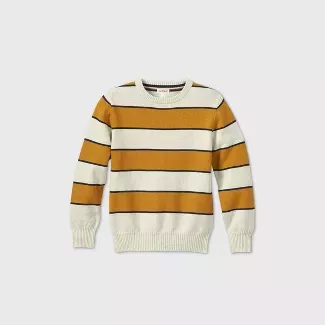 Boys' Holiday Striped Crew Neck Sweater - Cat & Jack™ Light Gray/Yellow : Target