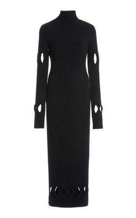 Argyle-Cutout Ribbed-Knit Mockneck Sweater Dress By Victoria Beckham | Moda Operandi