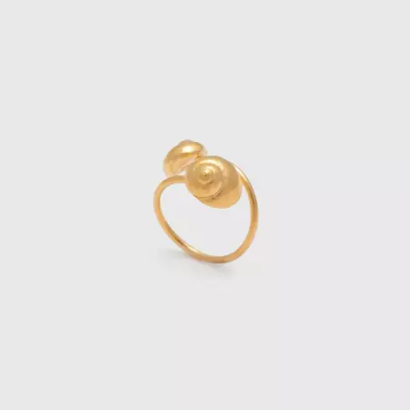 Sea snail with small sea snail - adjustable ring - silver 925 - gold p – Agapis Jewellery