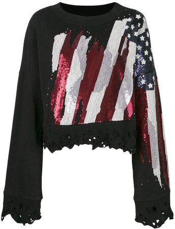 distressed flag embellished sweatshirt