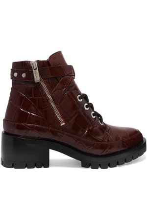 3.1 Phillip Lim | Hayett croc-effect leather ankle boots | NET-A-PORTER.COM