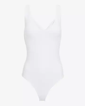 Body Contour High Compression Matte Double V-neck Thong Bodysuit | Express
