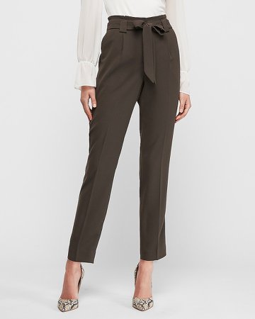 High Waisted Paperbag Ankle Pant