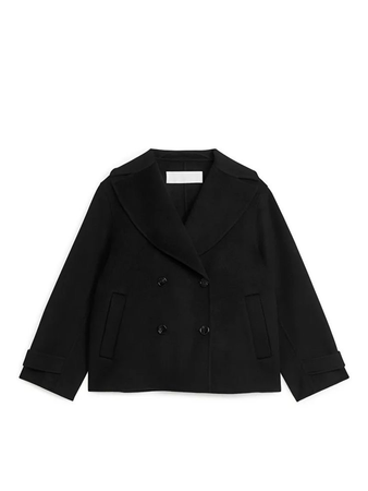 coat jacket black short cropped