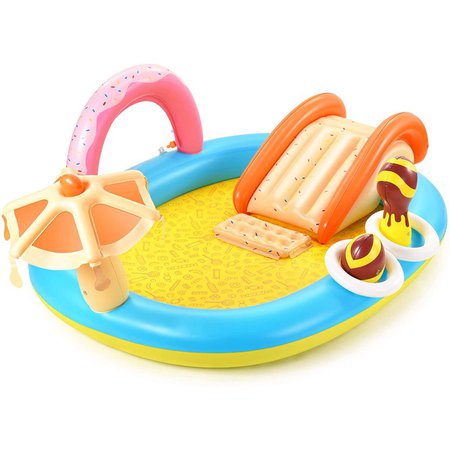 Hesung Inflatable Play Center, 98'' x 67'' x 32'' Kids Pool with Slide for Garden, Backyard Water Park, Colorful - Walmart.com