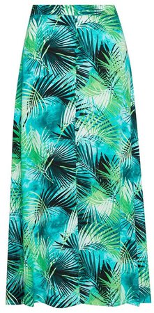 Multi Colour Tropical Print Midi Skirt
