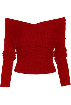 Off-Shoulder Sweater-Top (Scarlet Red)