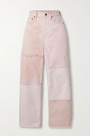 Pink + NET SUSTAIN 1993 frayed patchwork organic high-rise straight-leg jeans | Acne Studios | NET-A-PORTER