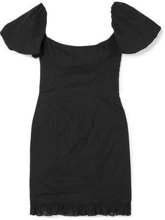 De La Vali - Koko Ruffled Fil Coupé Cotton Mini Dress - Black