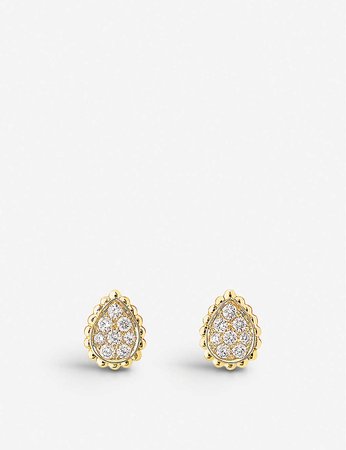 BOUCHERON - Serpent Bohème 18ct yellow-gold and diamond stud earrings | Selfridges.com