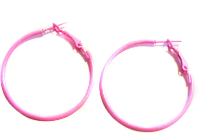Amazon.com: Color Hoop Earrings Bubble Gum Pink Hoop Earrings Simple Thin 1.5 inch Hoops: Clothing, Shoes & Jewelry