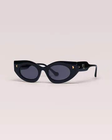 LEONIE - Bio-plastic oval sunglasses - Black - Nanushka