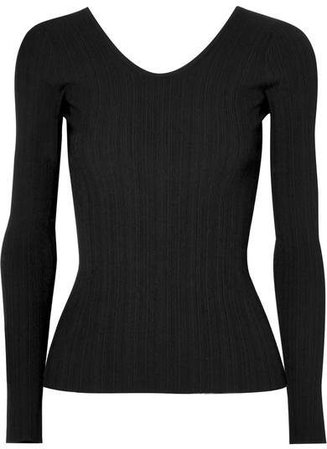 Ribbed Stretch-jersey Top - Black