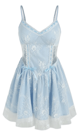 light blue floral lace corset dress