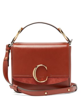 Chloé C squared leather and suede cross-body bag
