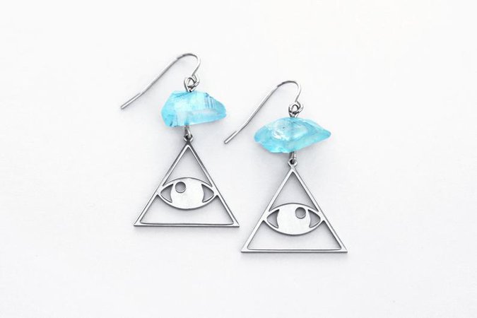 Illuminati Crystal Earrings // All Seeing Eye Earrings // | Etsy
