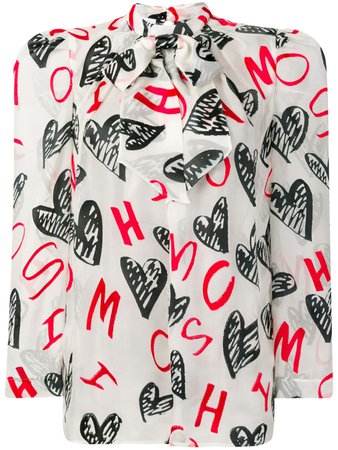 Moschino devoré hearts blouse $410 - Buy SS19 Online - Fast Global Delivery, Price