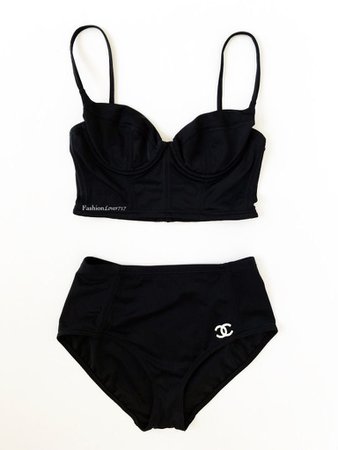 intage Chanel Two-Piece High-Waisted Bikini Swimsuit