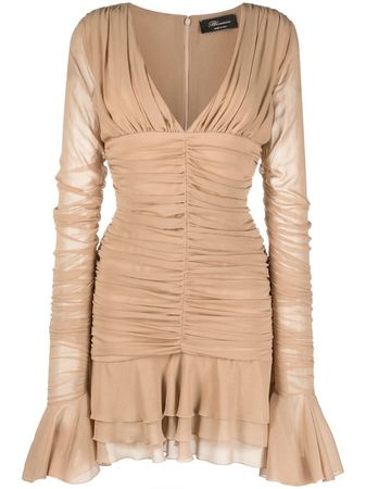 Blumarine Ruched silk-blend Dress - Farfetch
