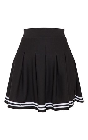 Black Contrast Track Stripe Tennis Skirt | PrettyLittleThing USA