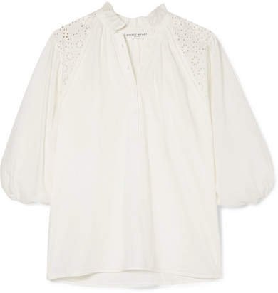Vera Broderie Anglaise Cotton-voile Blouse - Cream